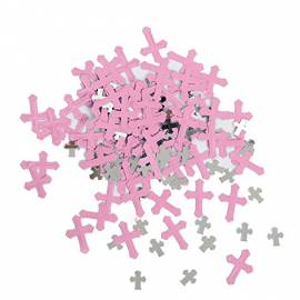 Pink Radiant Cross Confetti