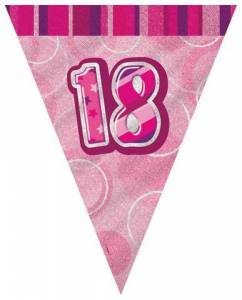 Pink 18th Flag Banner