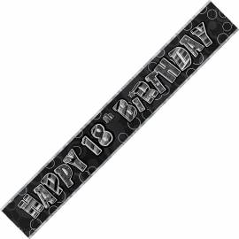 Happy 18th black glitz banner
