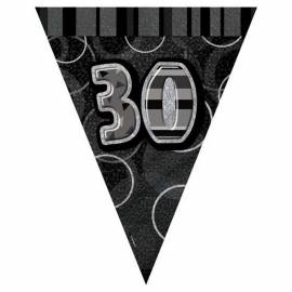 Black and Silver 30th flag banner