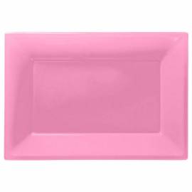 Pink Plastic Platters 3PK