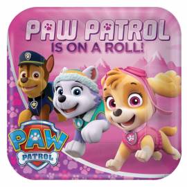 Pink Square Paw Patrol Plates