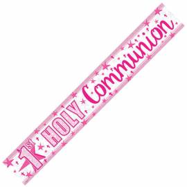 1st Holy Communion Banner Pink