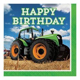 Tractor Happy Birthday Napkins - 16Pk
