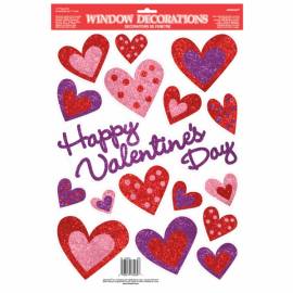 Valentine Glitter Window Decorations
