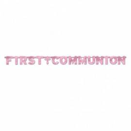 Pink 1st Communion letter banne