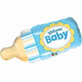 Welcome Baby Blue Bottle Foil Balloon