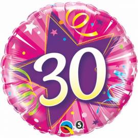 30th Shining Star Pink Foil Balloon