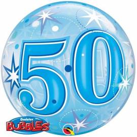 Blue Sparkle 50th Bubble Balloon