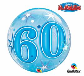 Blue Sparkle 60th Bubble Balloon