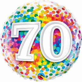 70th rainbow Confetti Foil Balloon