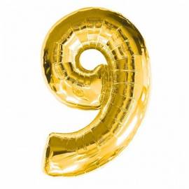 Gold Number 9 Foil Balloon