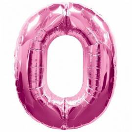 Pink Number 0 Foil Balloon