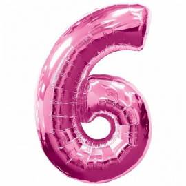 Pink Number 6 Foil Balloon