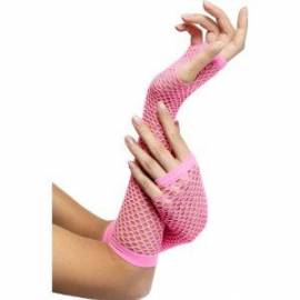 pink fishnet gloves  long