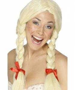Schoolgirl with plaits wig