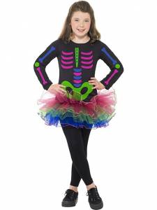 Kids Neon Skeleton Girl Costume