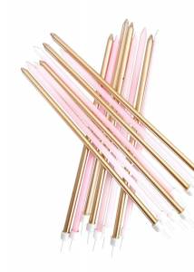 Pink/Gold Long Metallic Candles