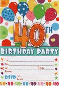 40th Birthday Invites - 20PK