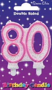 80th Pink Number Candle