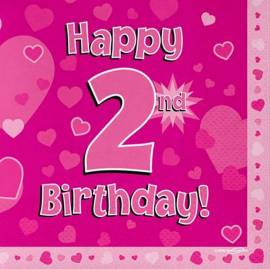Happy 2nd Birthday Napkins Pink