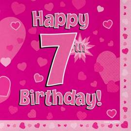 Happy 7th Birthday Napkins Pink