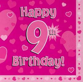 Happy 9th Birthday Napkins Pink