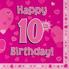 Happy 10t Birthday Napkins Pink