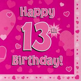 Happy 13t Birthday Napkins Pink