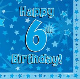 Happy 6th Birthday Napkins Blue