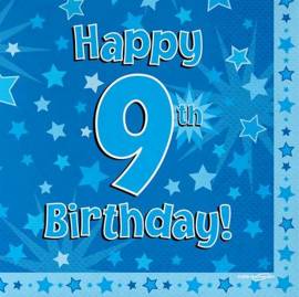 Happy 9th Birthday Napkins Blue