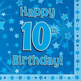 Happy 10t Birthday Napkins Blue