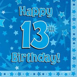 Happy 13t Birthday Napkins Blue